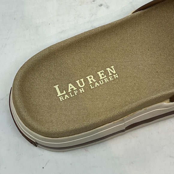 Ralph Lauren Matty Sandals Camel Signature Fabric Beige Women's Size 8B VTG NEW - Picture 8 of 15